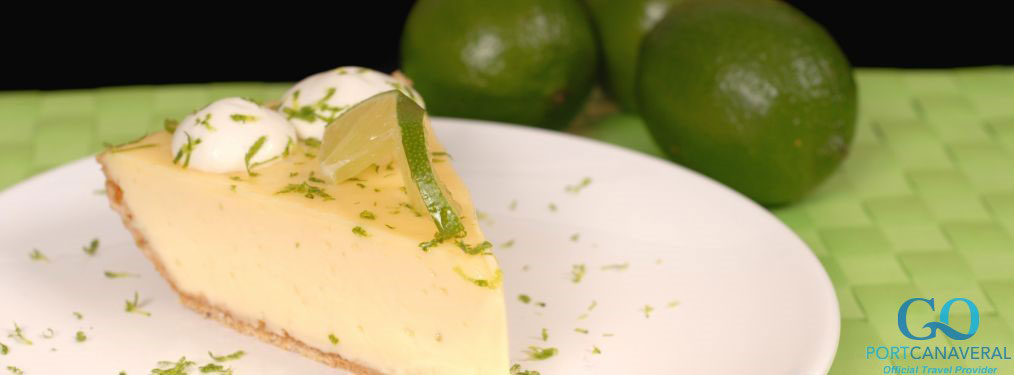 Key lime pie on white plate