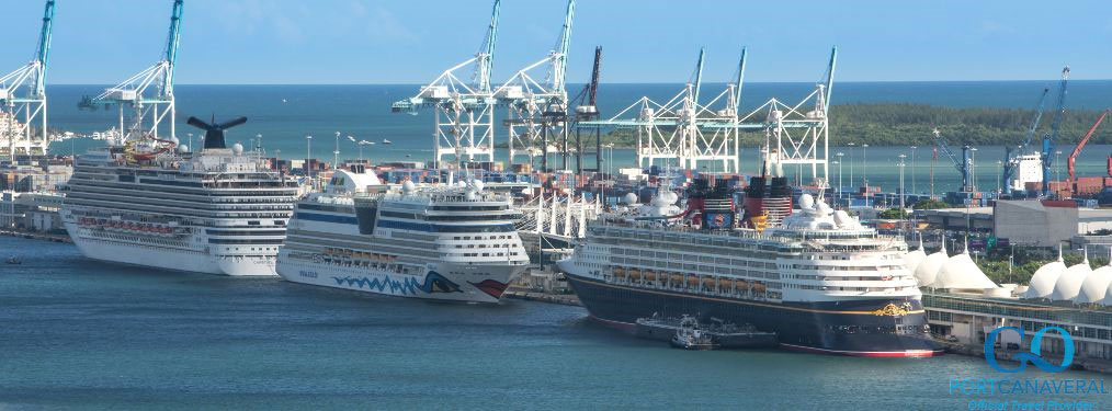 Cruise ships docked at the port of Miami