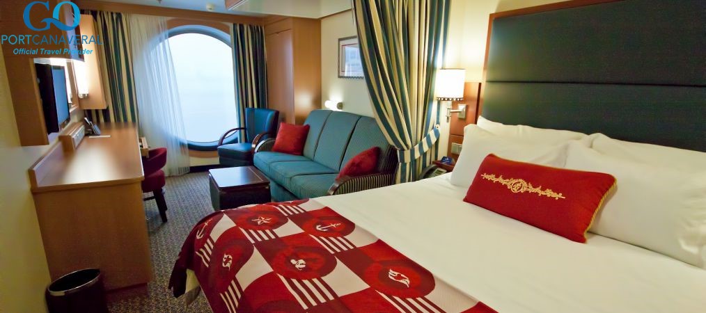 Interior stateroom on board the Disney Fantasy.