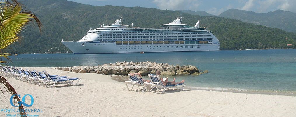 Labadee beach with royal caribbean cruise ship in the back
