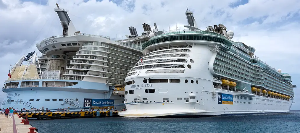 two royal caribbean cruise ships docked at port canaveral