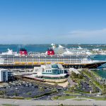 Drone view of cruise ships at Port Canaveral