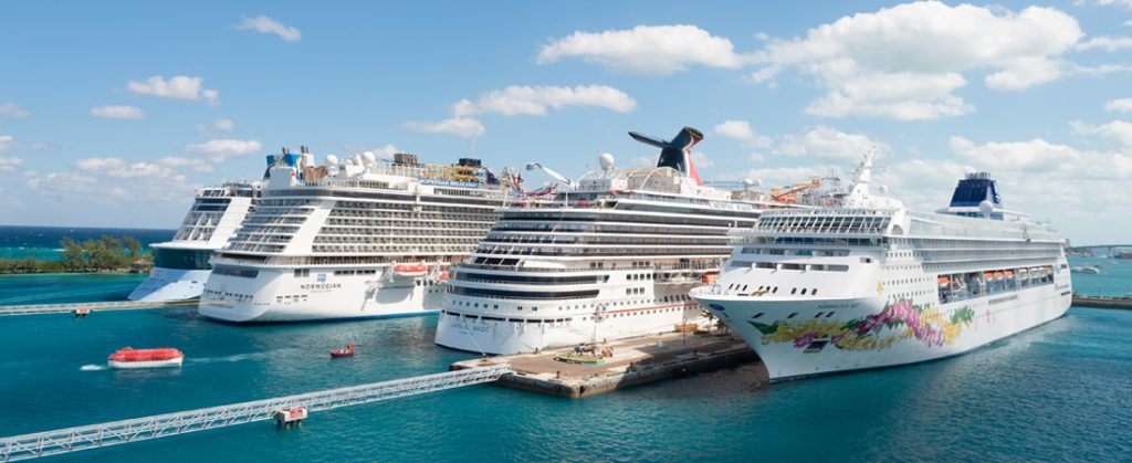 Four cruise ships docked at Port