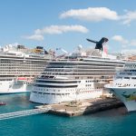 Four cruise ships docked at Port Canaveral